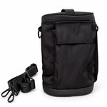 Black PeeSport carry case in compact form with its detachable shoulder strap