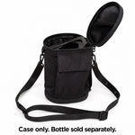 Open PeeSport carry case showing the interior mesh pocket and fit of a bottle sold separately