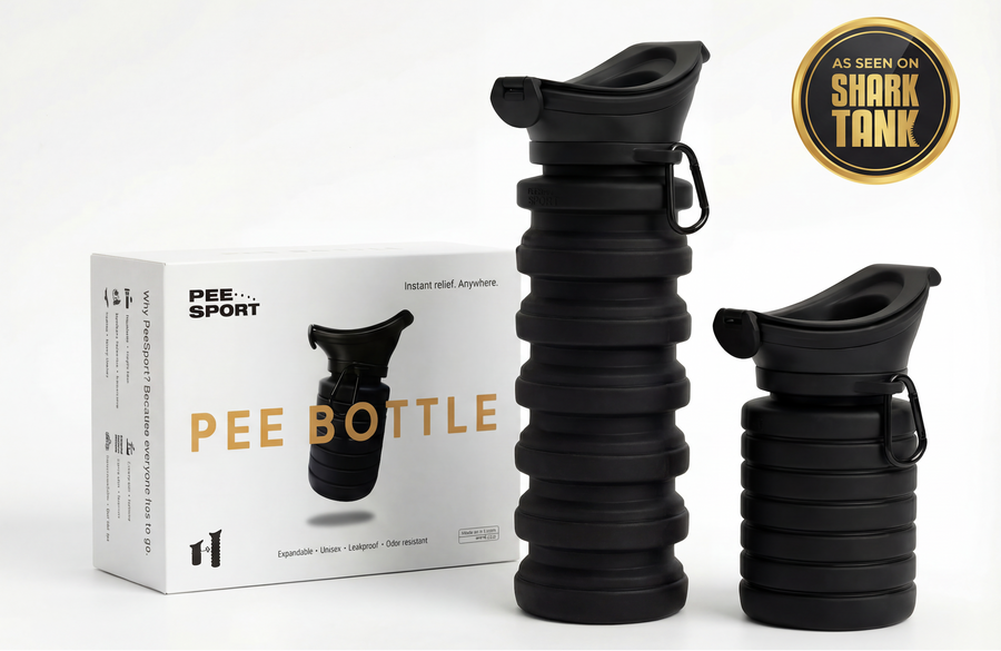 Actual PeeSport 3.0 expanded to full size and collapsed for storage